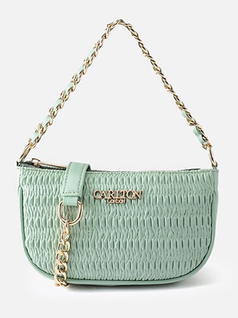 Carlton London Green GENESIS Quilted Medium Shoulder Bag
