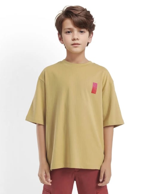Rare Ones Boys Mustard Cotton Graphic T-Shirt