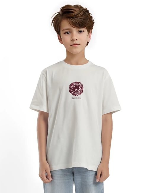 Rare Ones Boys White Cotton Graphic T-Shirt-picture-19