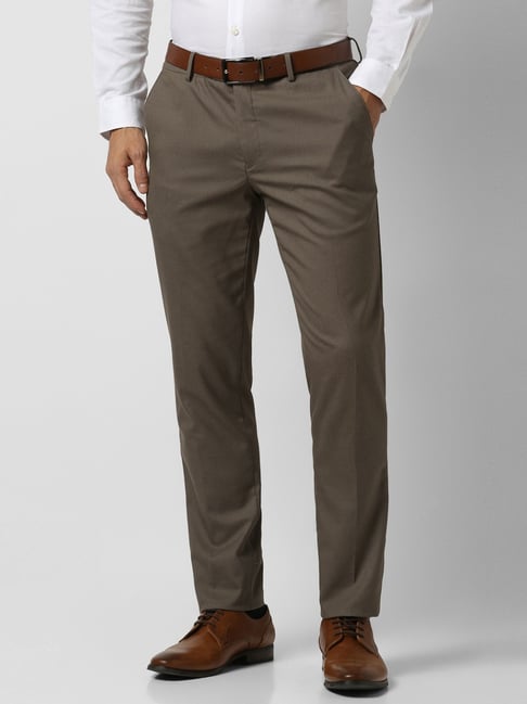 Peter England Brown Slim Fit Trousers-picture-34