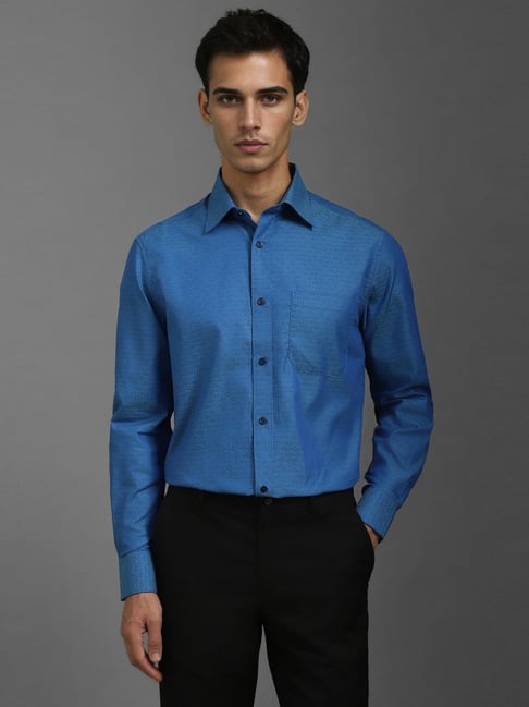 Louis Philippe Blue Cotton Regular Fit Printed Shirt-picture-30