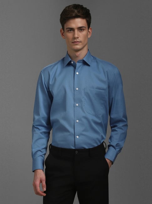 Louis Philippe Blue Cotton Regular Fit Printed Shirt-picture-26