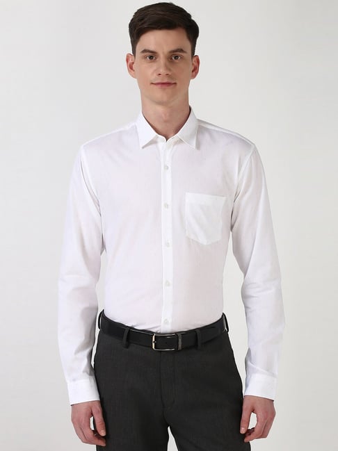 Peter England White Cotton Regular Fit Printed Shirt-picture-15
