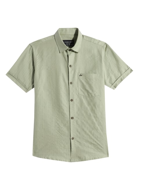 Charchit Boys Light Green Cotton Shirt-picture-14
