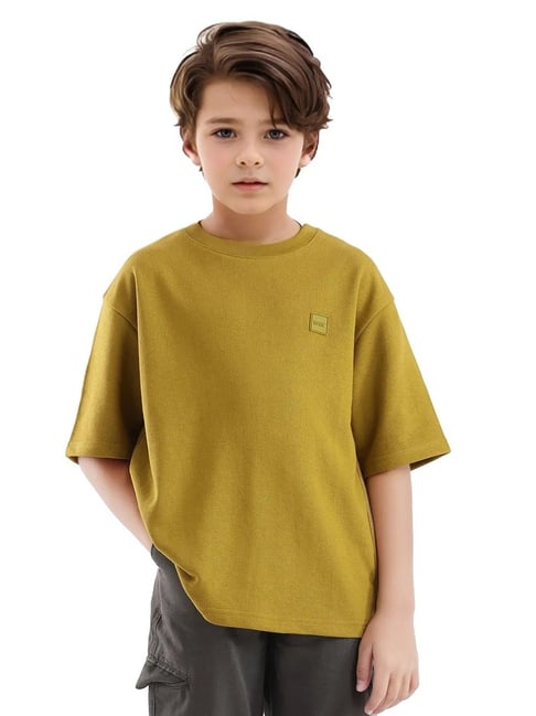 Rare Ones Boys Olive Cotton Blend Applique T-Shirt-picture-42