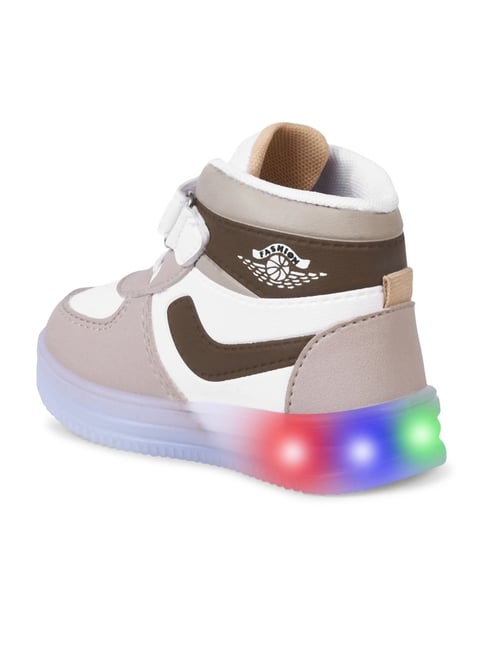 High Top White Shoes With Lights Hooh Kids LED Light Shoes For