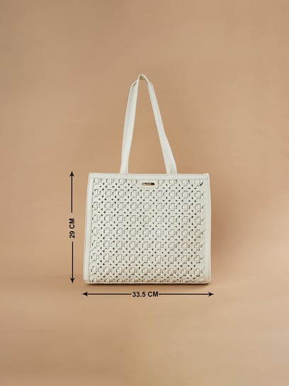 Code by Lifestyle Off White Textured Tote Handbag