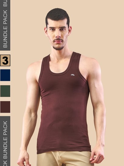 Lux Nitro Cotton Regular Fit Solid Vest (Pack of 3)