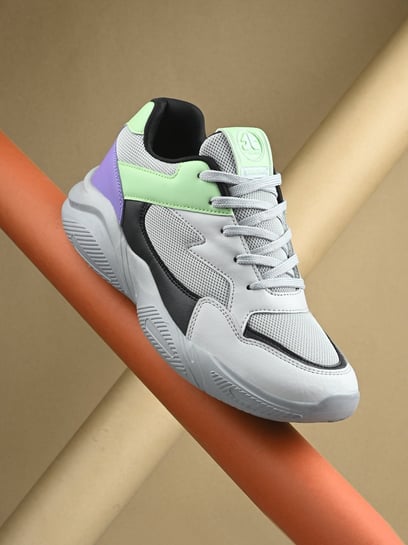 OFF LIMITS Men's ROGER Light Grey, Black & Purple Running Shoes