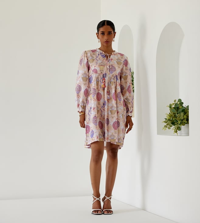 Sage Saga Multi Linen Printed Dress