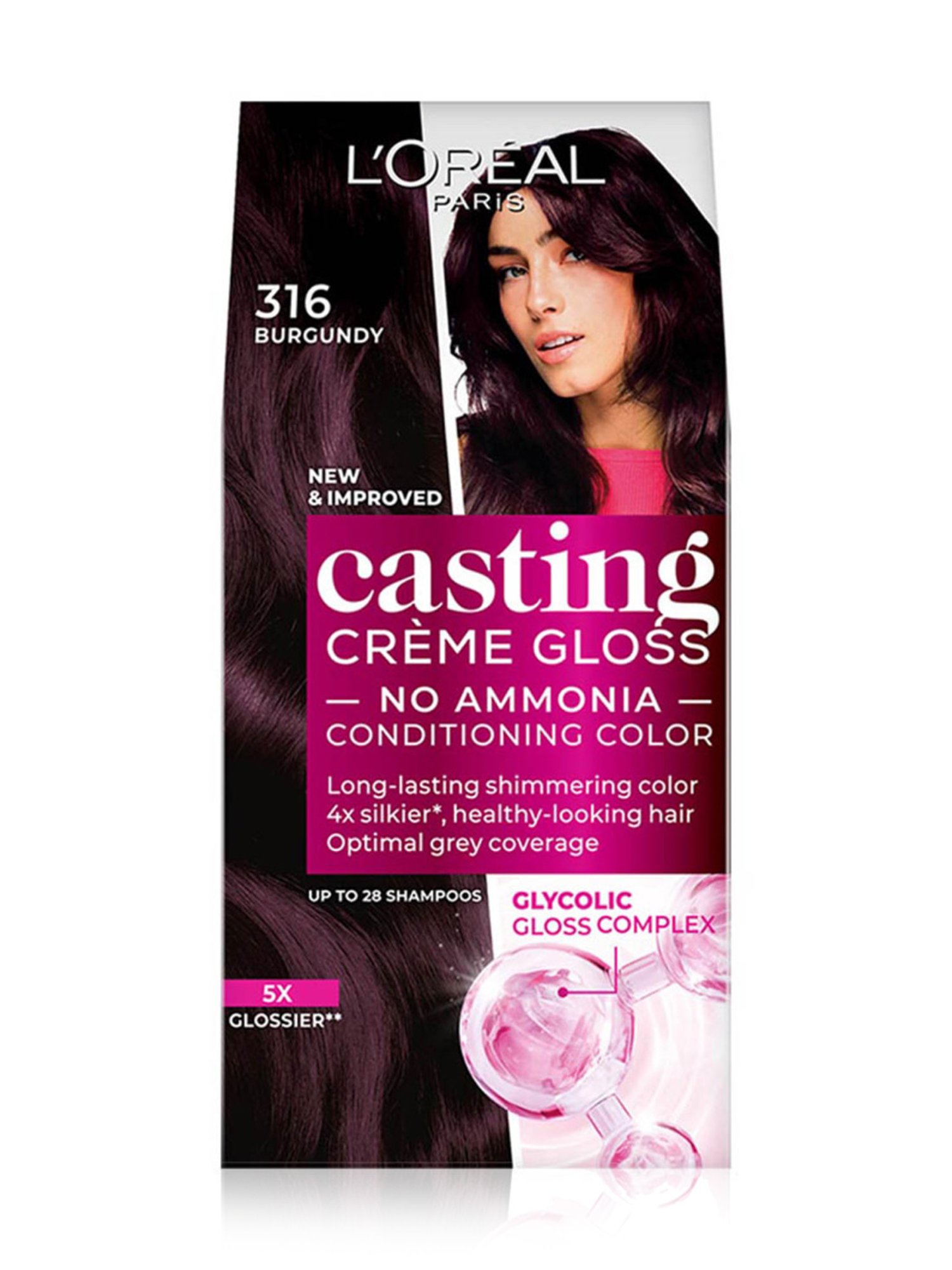 LOREAL PARIS BURGUNDY 316 CREME GLOSS HAIR COLOUR 160G.