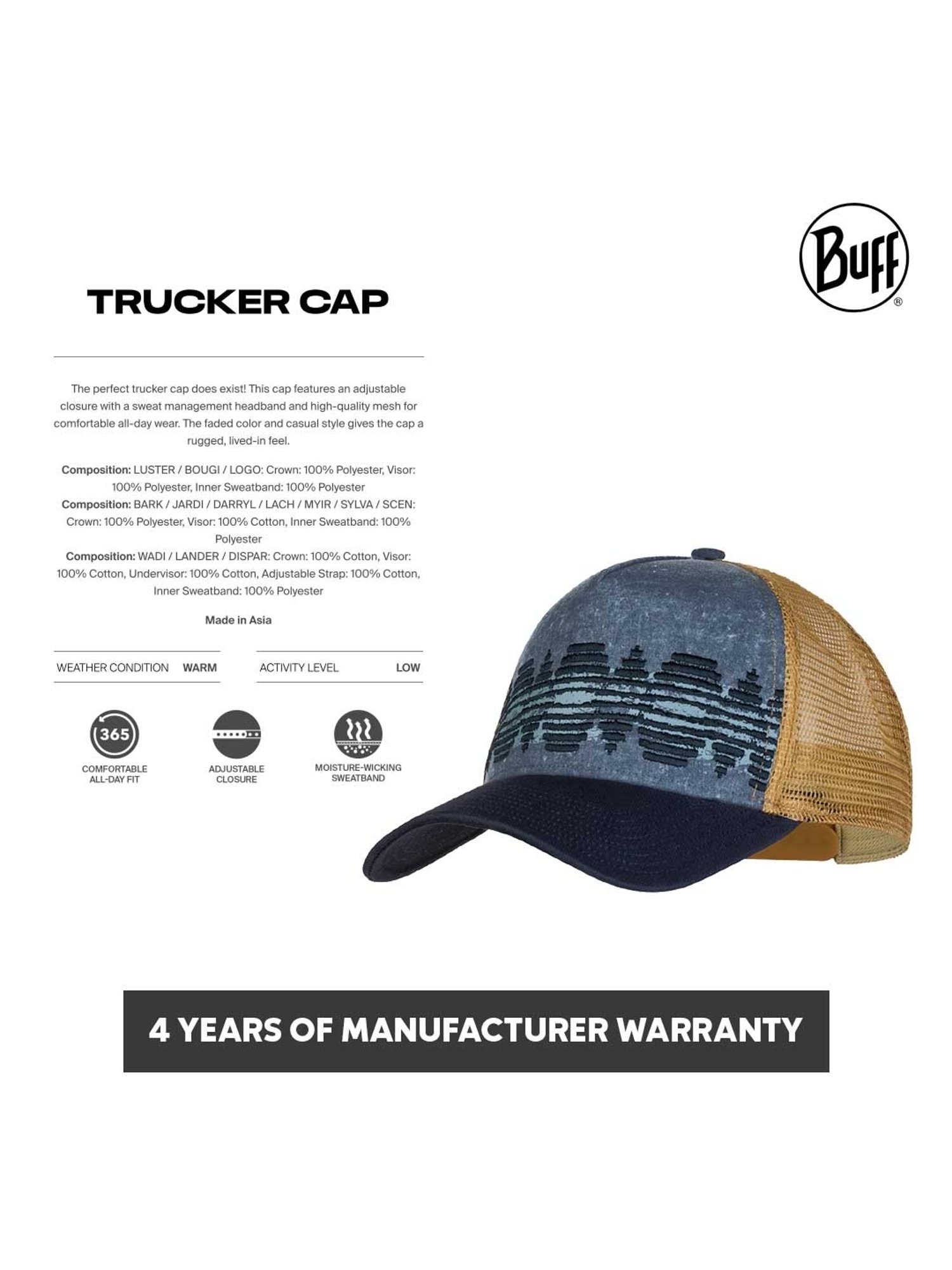 Buy Buff Bougi Ginger Trucker Cap (L/XL) Online @ Tata CLiQ
