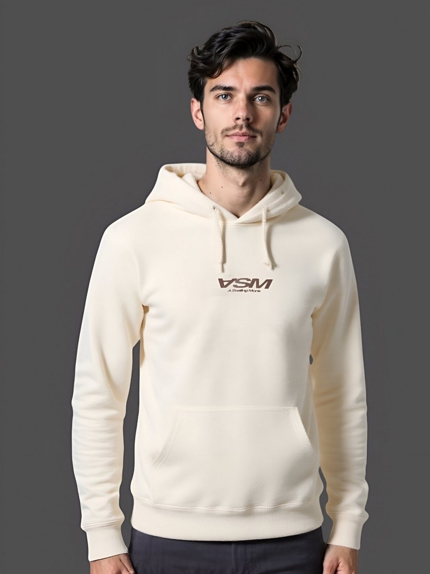 A Skating Monk by Woodland Beige Regular Fit Solid Hoodies