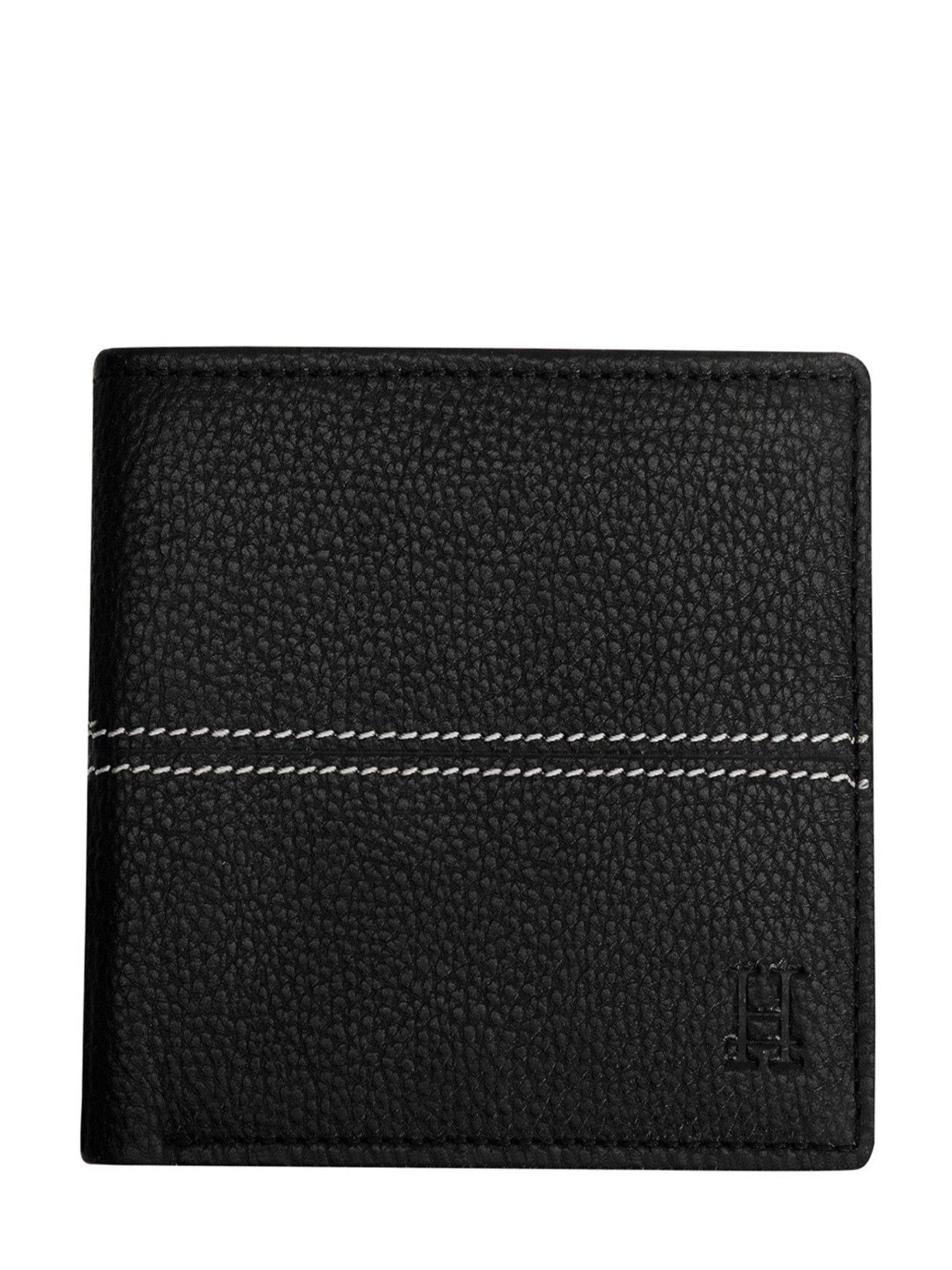 HIROSHI Black Textured Leather Bi-Fold Wallet