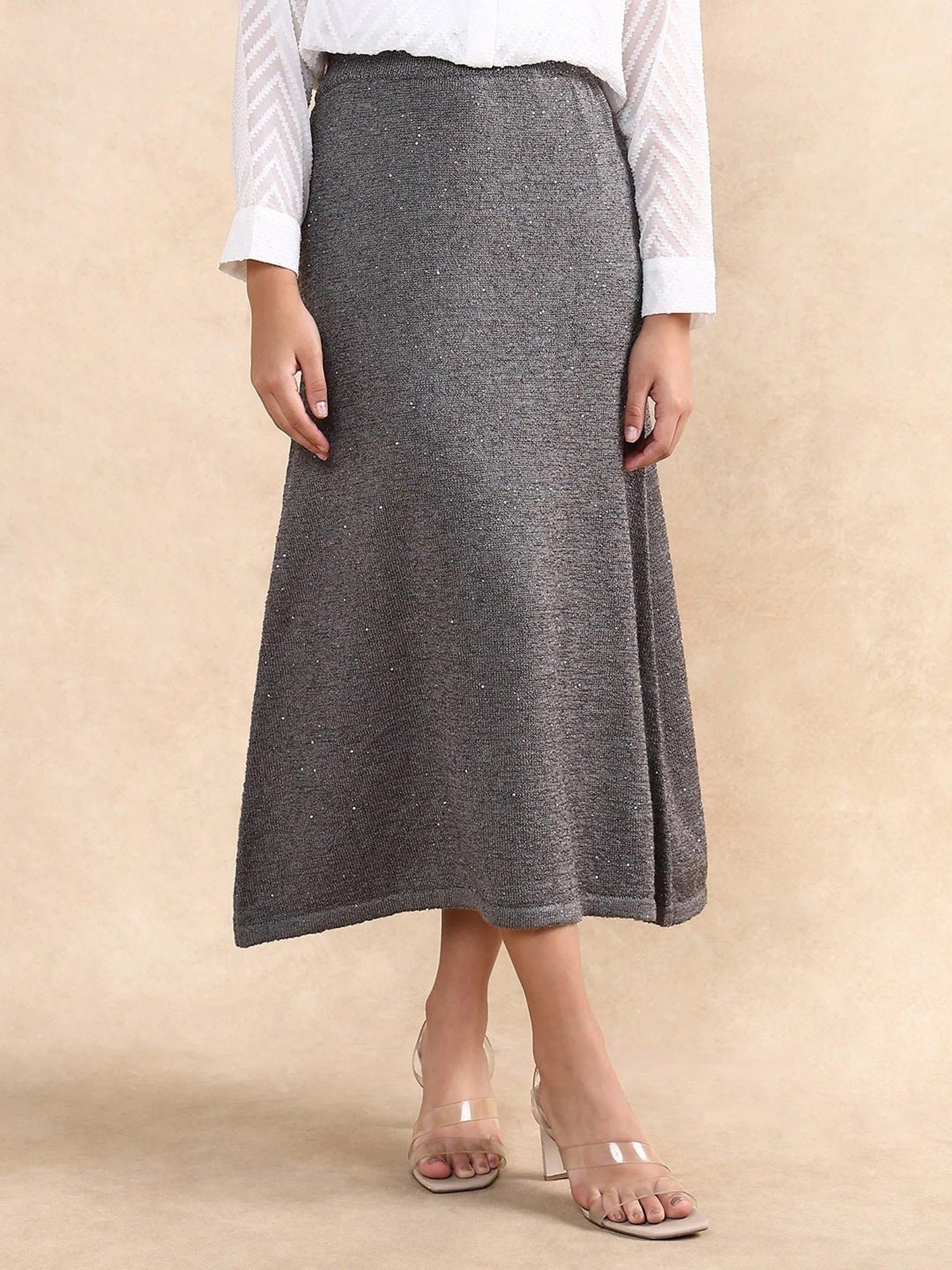 Rosé Muse tweed like ribbon skirt グレー ____. 𝑅𝑜𝑠𝑒́𝑀𝑢𝑠𝑒