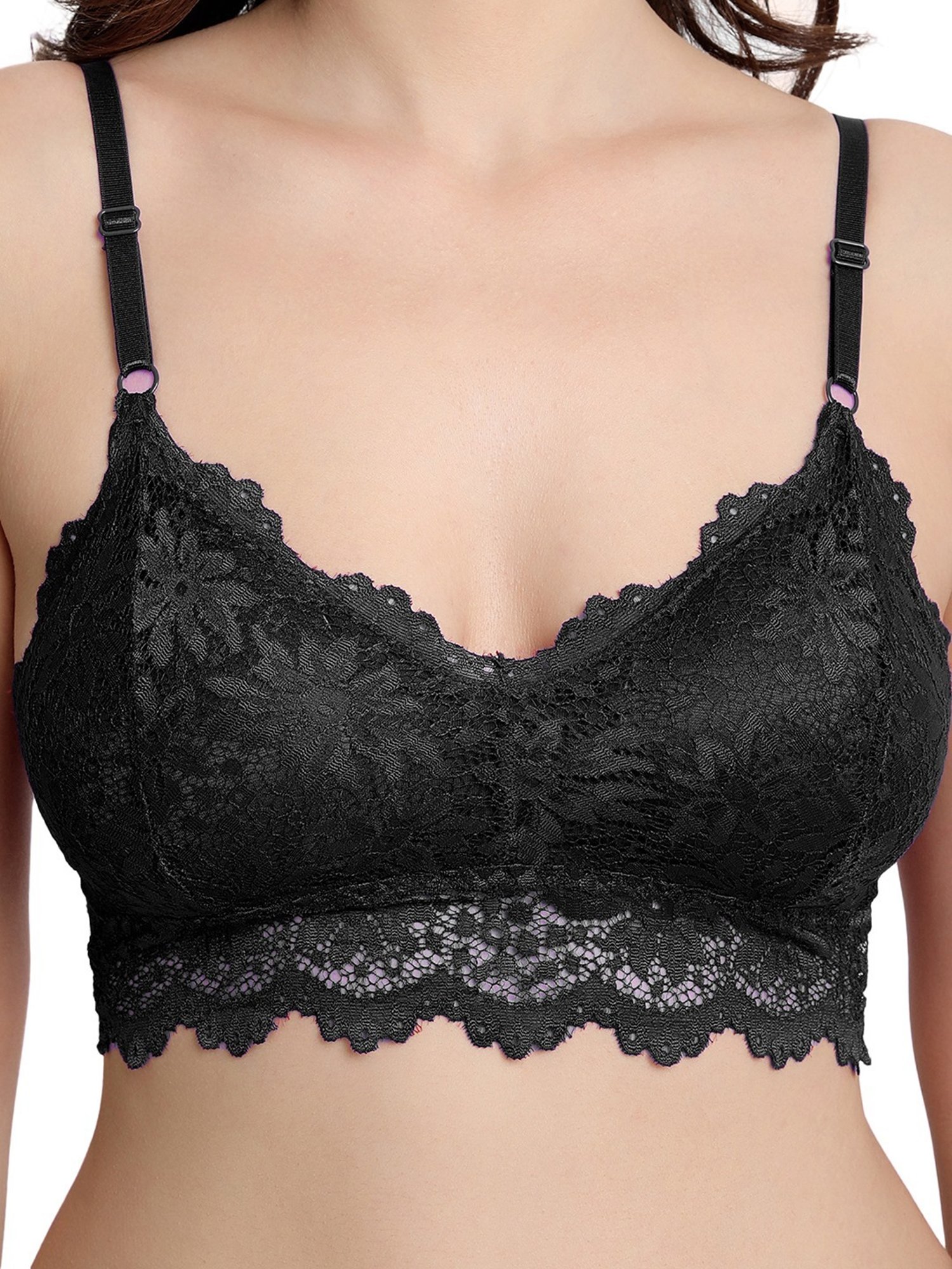 Buy Spiaty Black Lace Bralette Lightly Padded Bra for Women Online