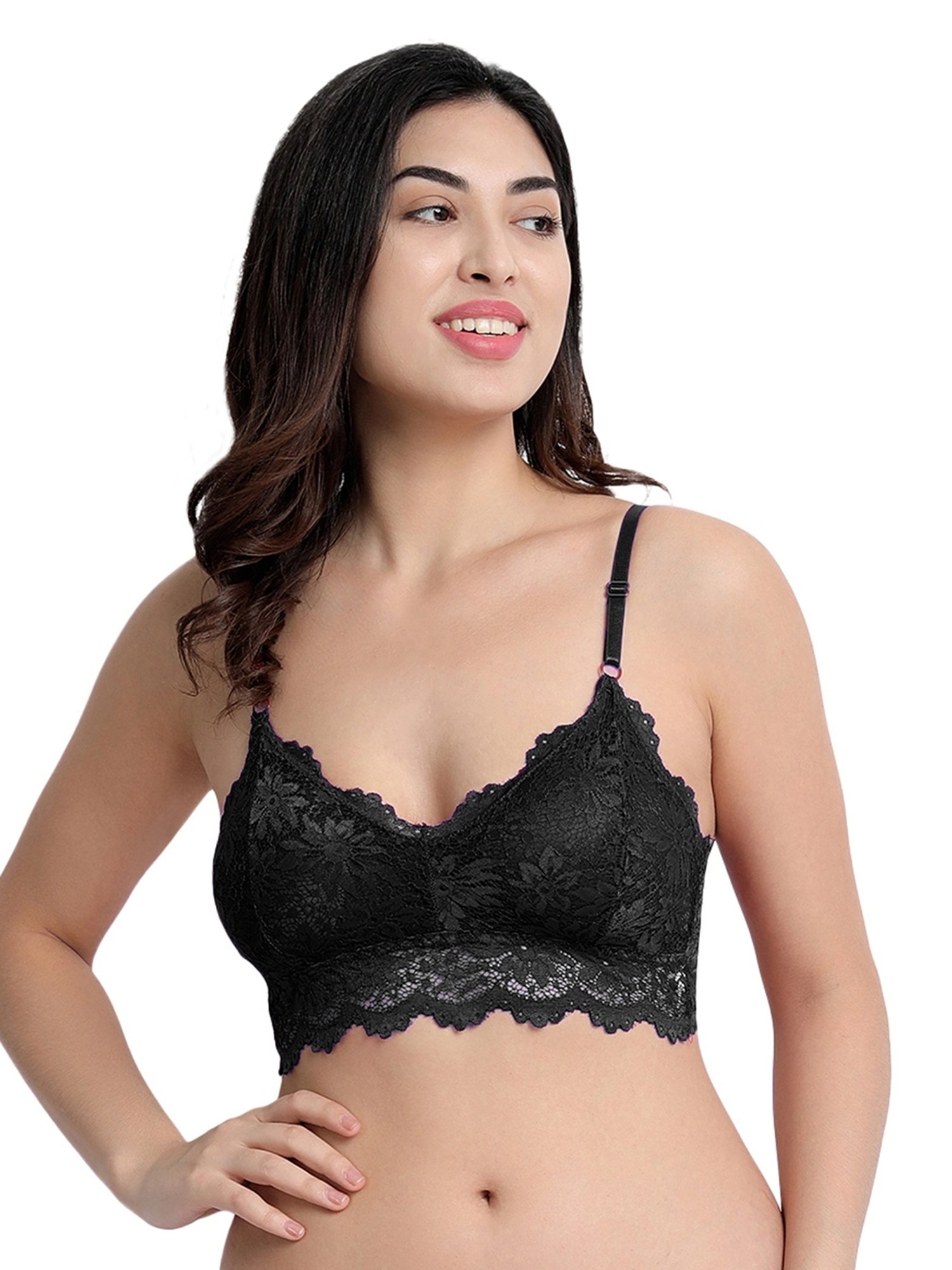 Buy Spiaty Black Lace Bralette Lightly Padded Bra for Women Online