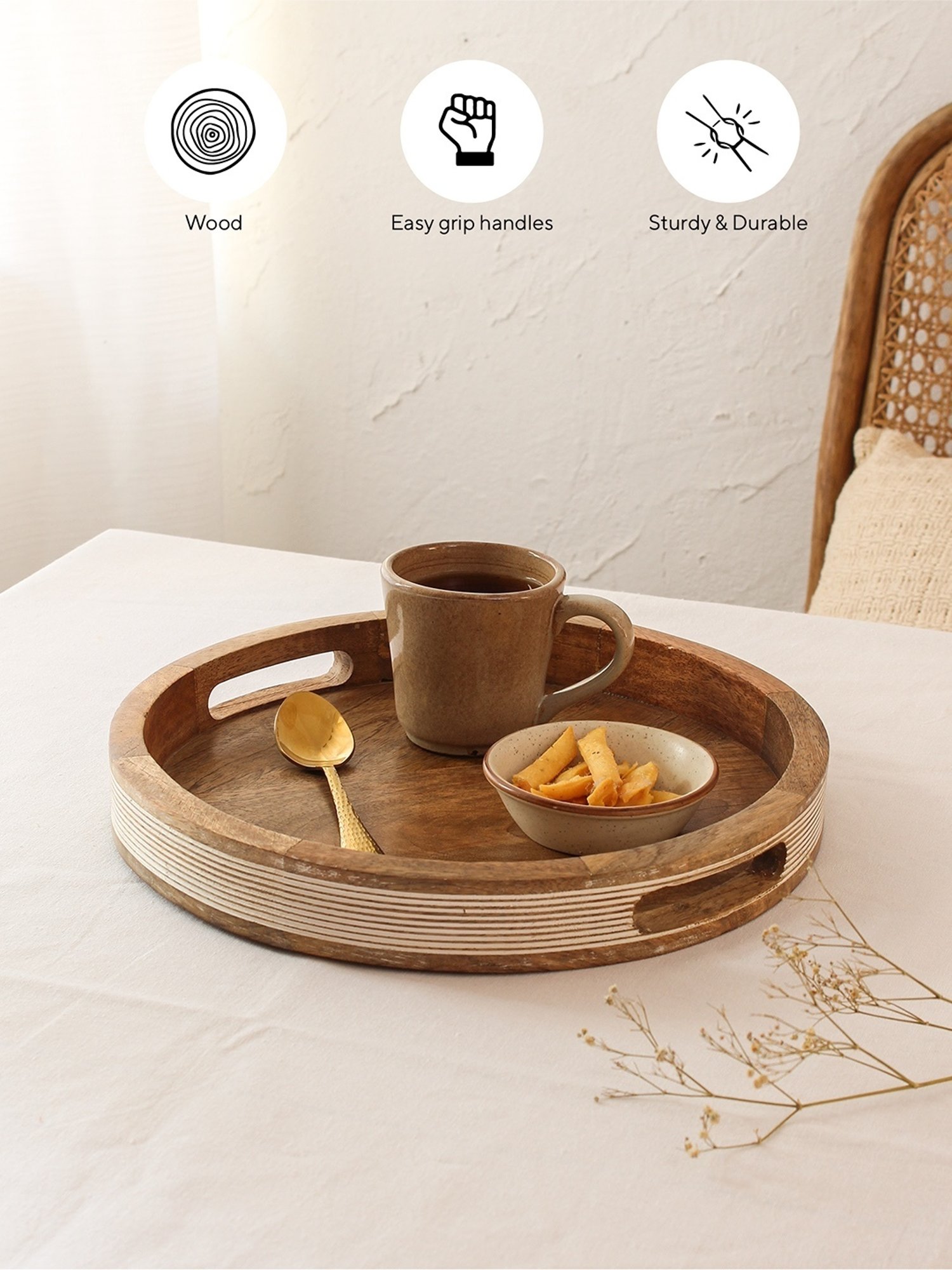 Buy House This Katchal Multicolor Wood Woven Tray at Best Price