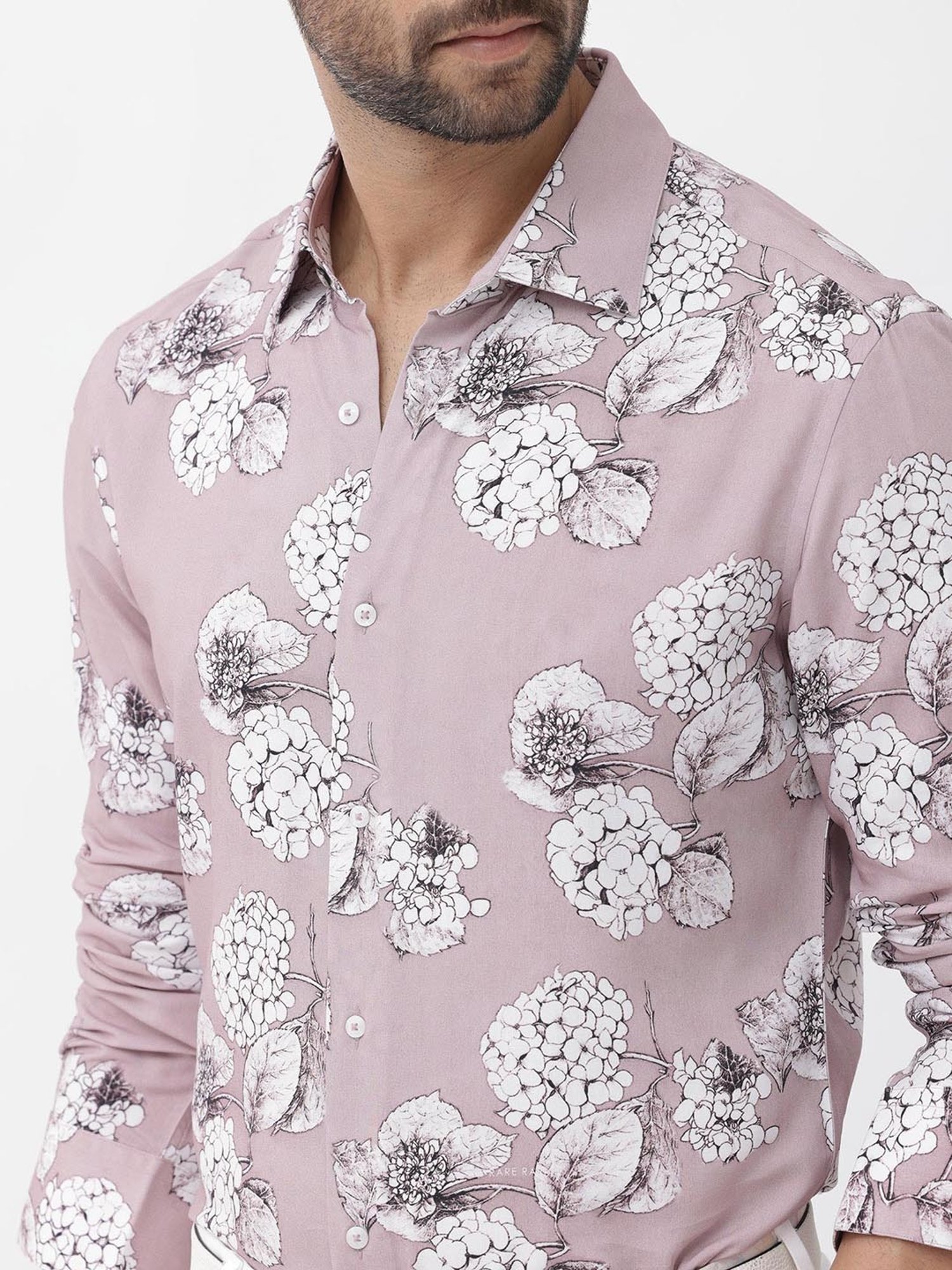 Rare Rabbit Pink Regular Fit Floral Shirt