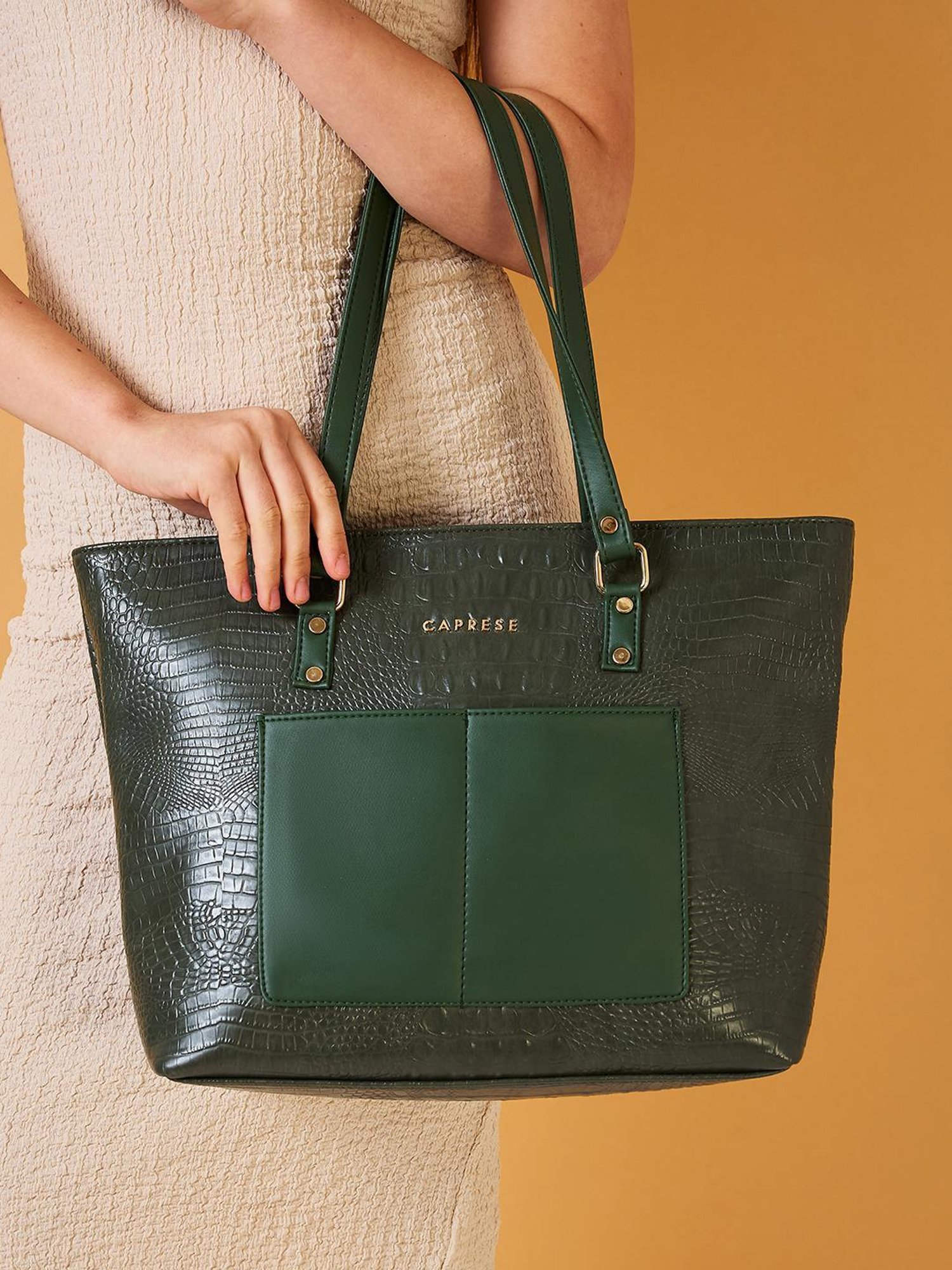 Caprese Azzura Sage Green Animal Effect Laptop Bag