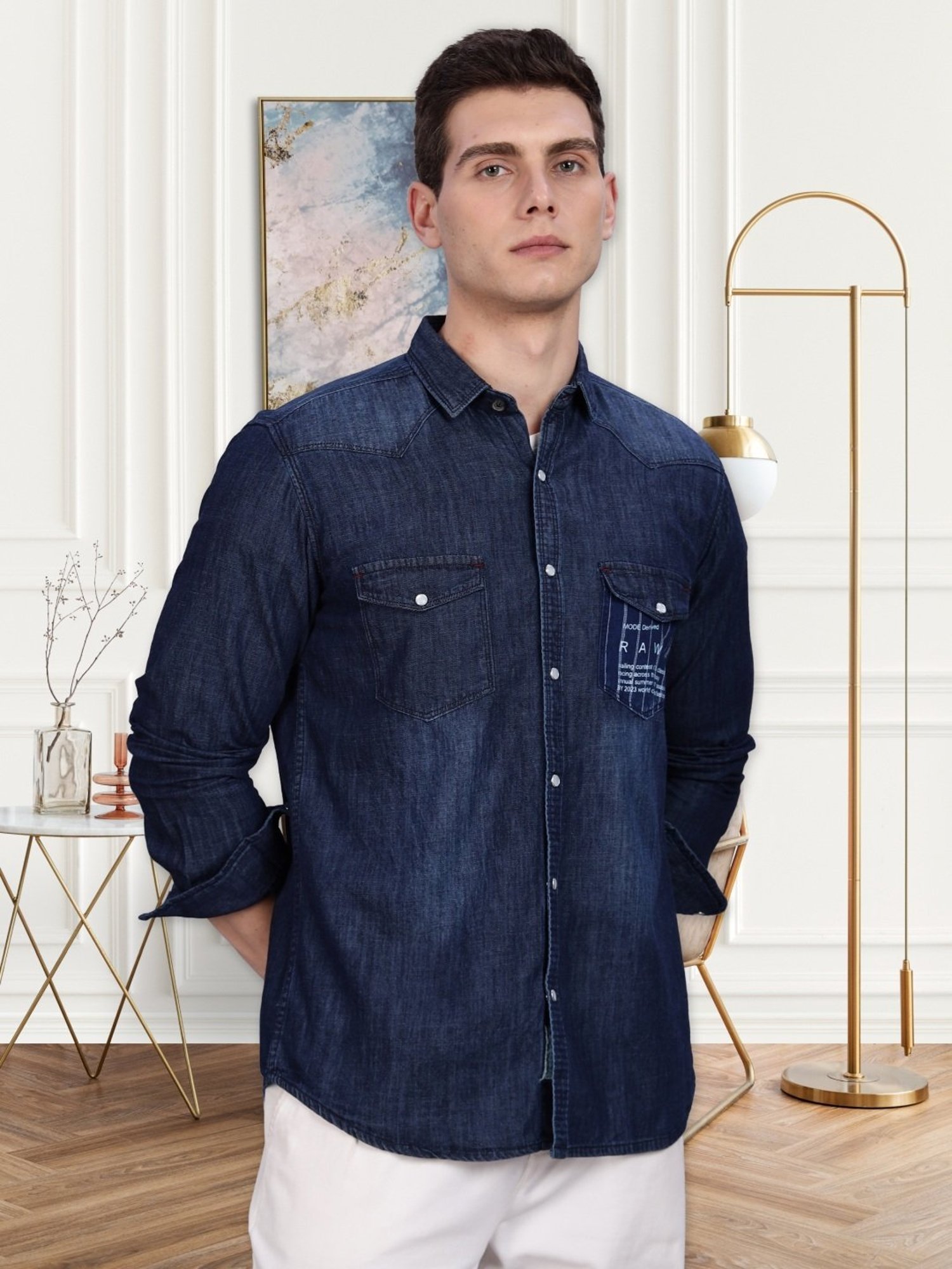 Kuons Avenue Dark Indigo Regular Fit Denim Shirt