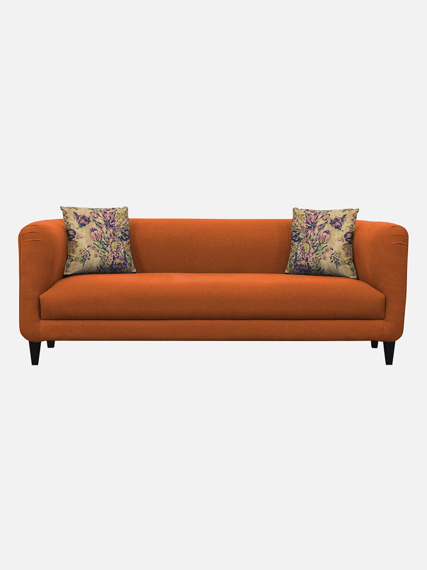 Buy Febonic Vivid Orange Neem Wood Perry 3 Seater Sofa at Best