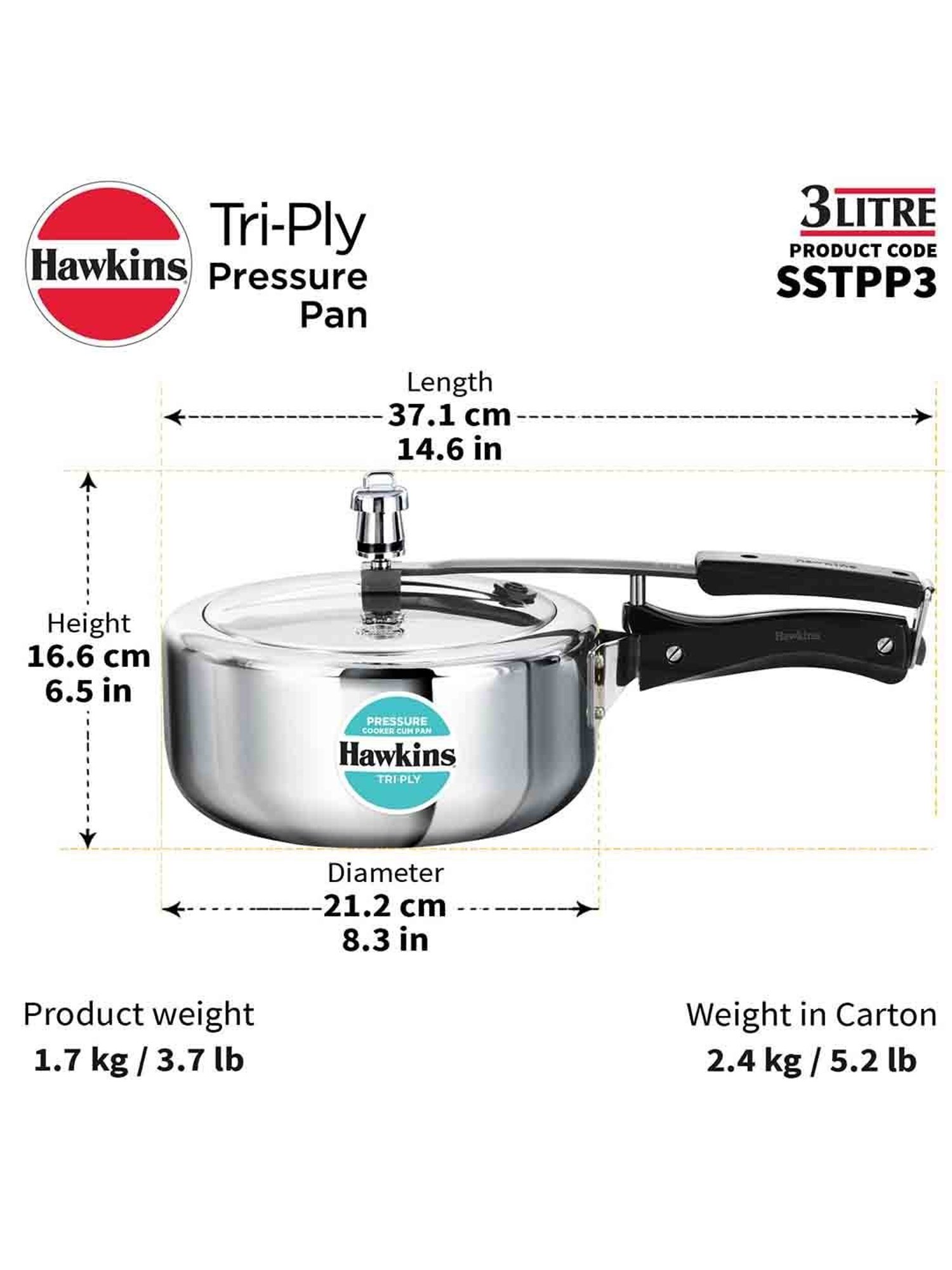 Tri Ply Hawkins Induction Pressure Cooker 3l Pressure Cooker