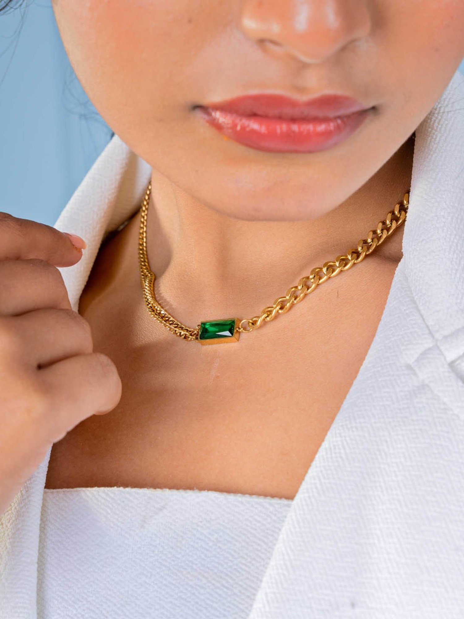 Johori Green Emerald Chain Necklace