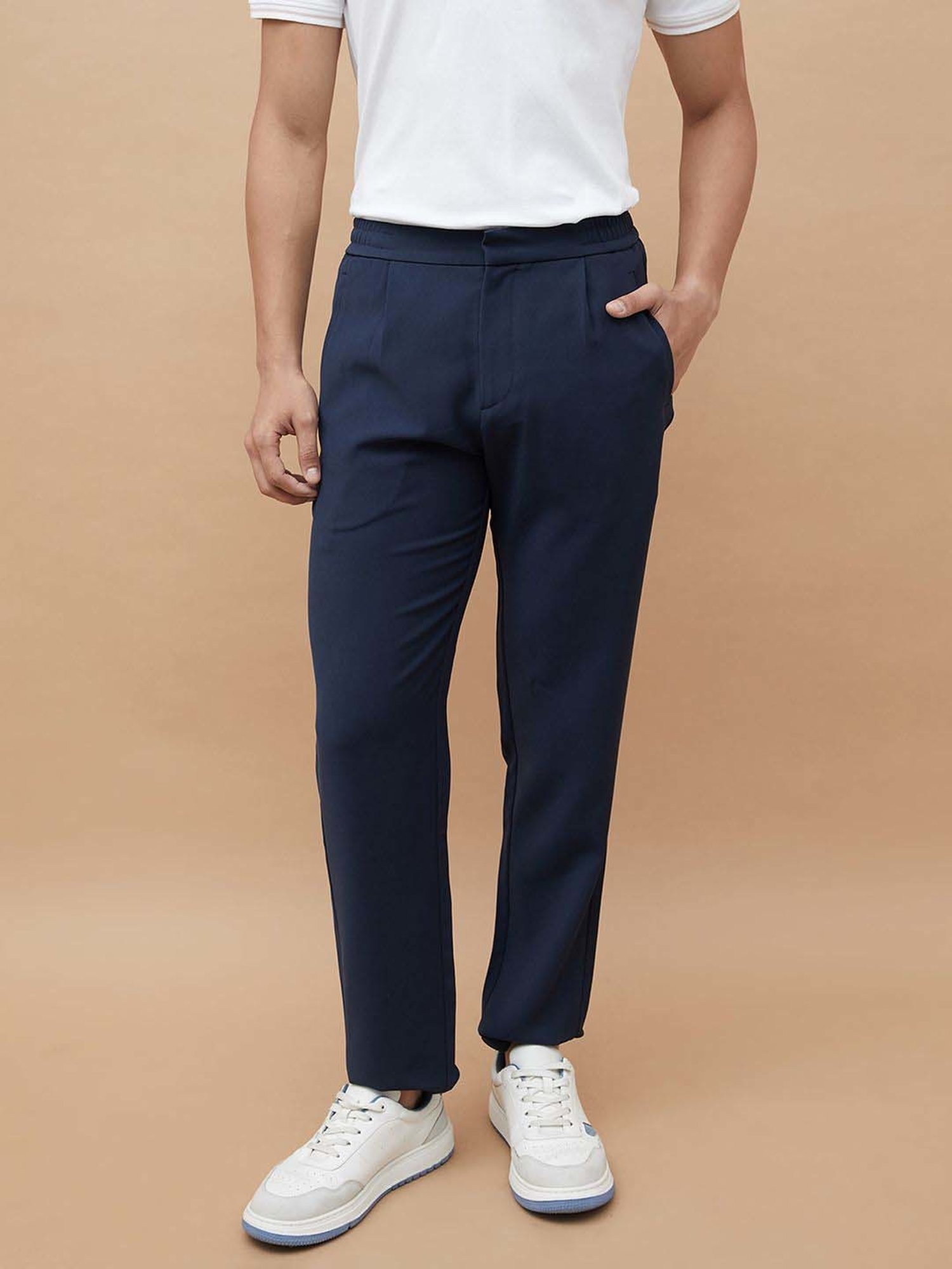 Code By Lifestyle Navy Regular Fit Trousers