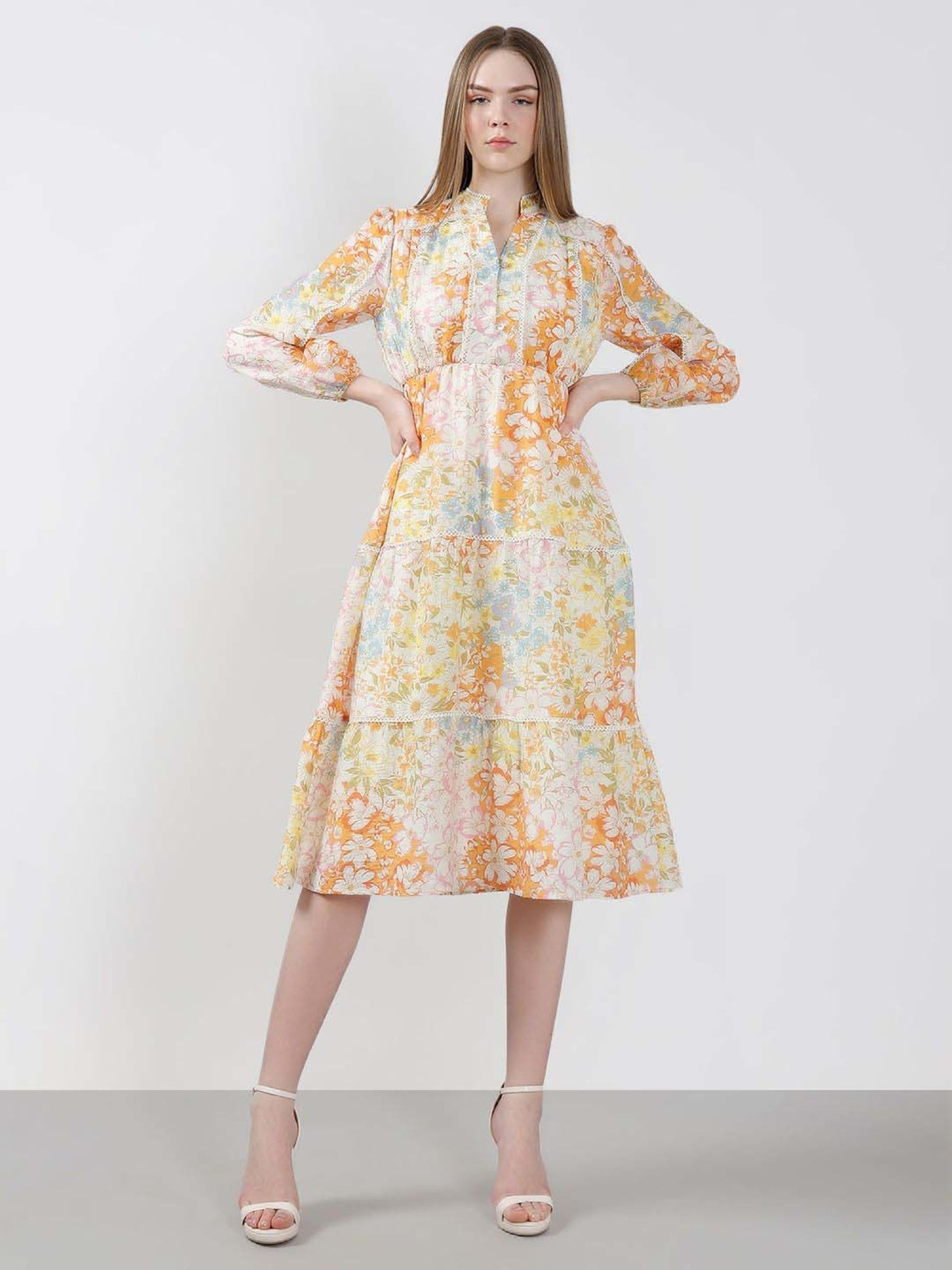 slim fit dress slacks Multi-Colour Printed Midi Dress main image 1