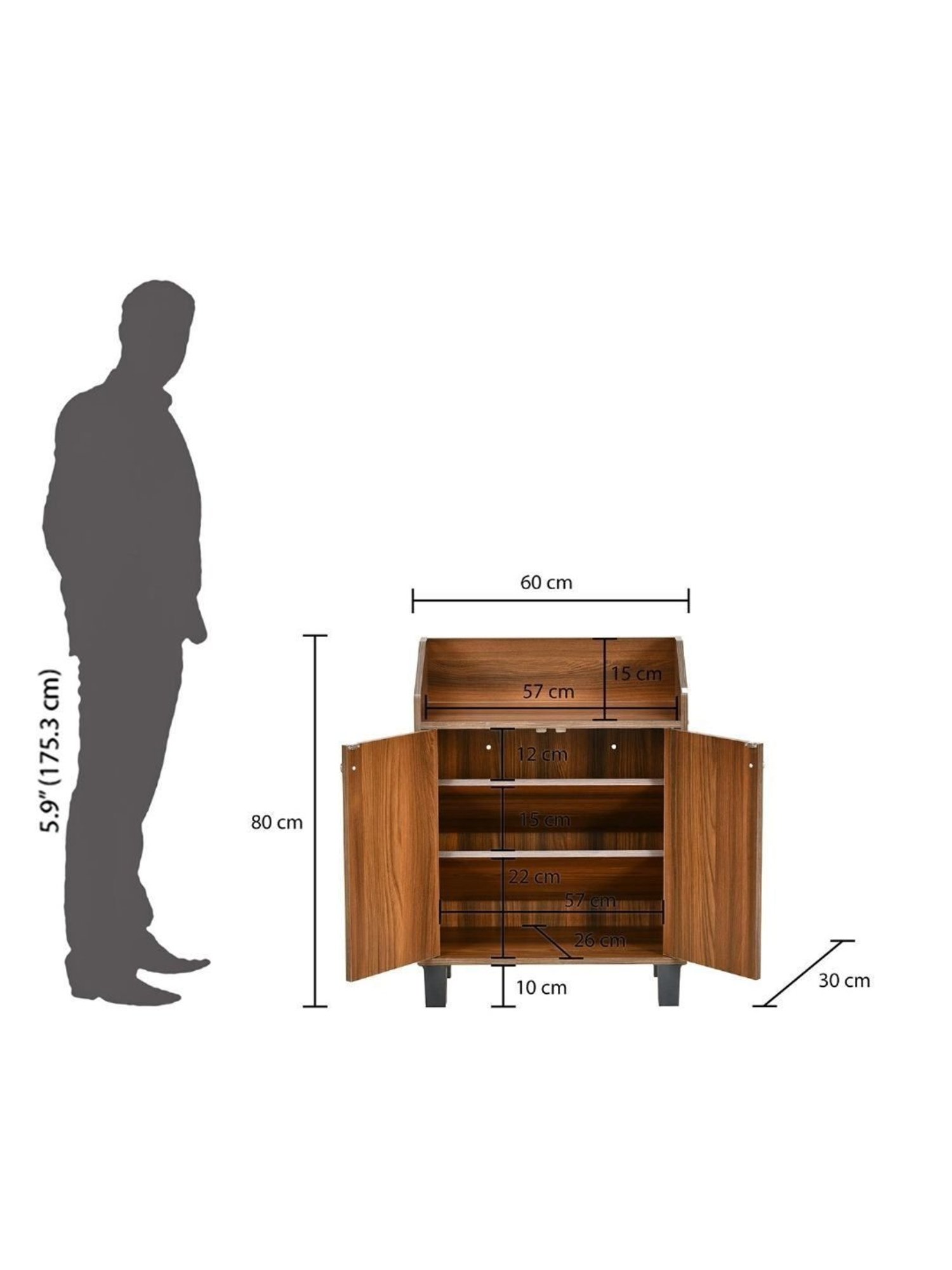 Buy Nilkamal Aze Walnut Brown Engineered Wood Shoe Cabinet at Best