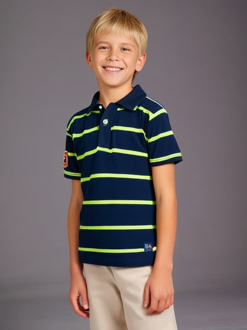 Cherry Crumble By Nitt Hyman Kids Navy Striped Polo T-Shirt-picture-39