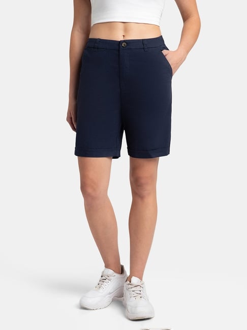 Jockey A125 Women's Super Combed Cotton Woven Twill Relaxed Fit Shorts with  Convenient Side Pockets