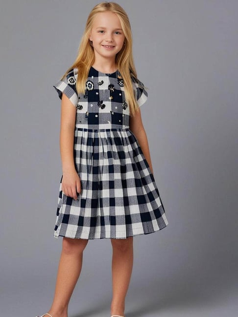 Cherry Crumble By Nitt Hyman Kids Black & Off White Embroidered Dress