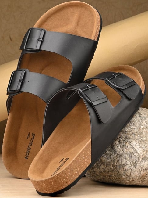 Hoversoul Men's Black Cork Casual Sandals