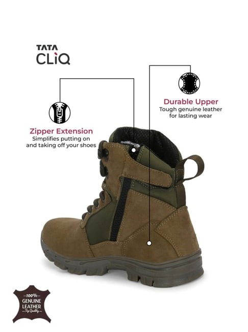 Buy Hoversole Men's Warrior Green Derby Boots for Men at Best
