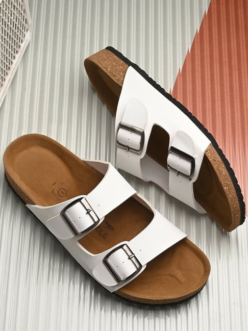 Buy Hoversole Men's White Cork Casual Sandals for Men at Best