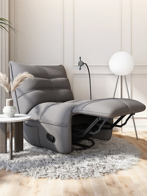 Buy Durian Avery Graphite Grey Fabric Seater Reclining Sofa at