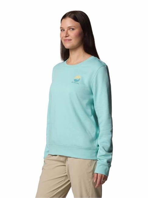 Buy Columbia Womens Turquoise Beaumount Graphic Crew Pullover