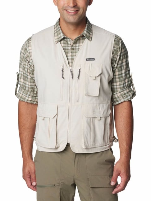 Columbia Mens Beige Omni-Wick Silver Ridge Utility Vest