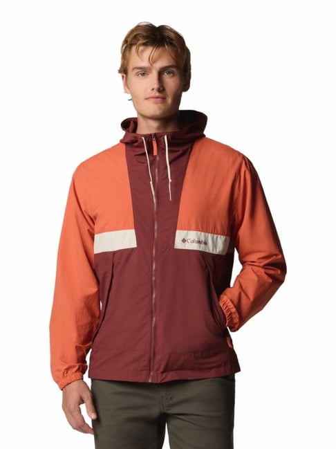 Columbia Mens Maroon Omni-Shield Spire Valley Hooded Wind and Water  Resistant