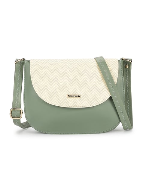 Buy Fastrack MTO MTS Green Beige Textured Medium Sling Handbag