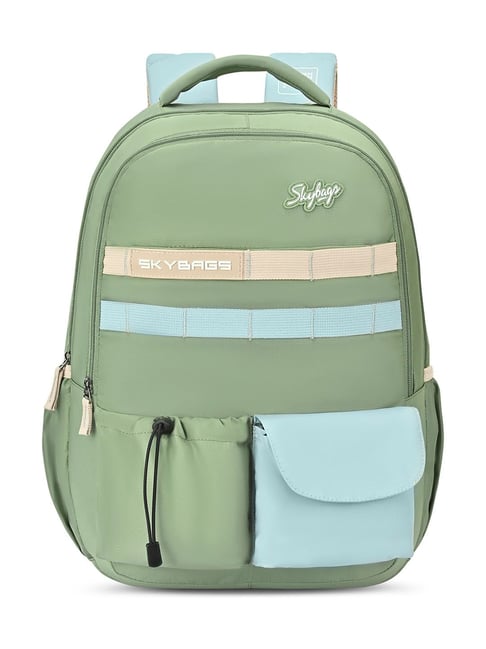 Skybags Zenith Pro 01 42L School Backpack for Kids with Rain Cover -Boys  Girls (Green)