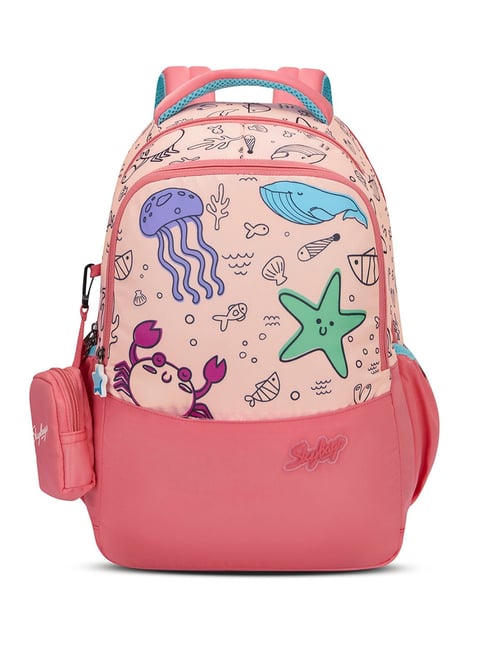 Skybags Ruby 01 18L Printed School Backpack for Kids Girls (Pink)