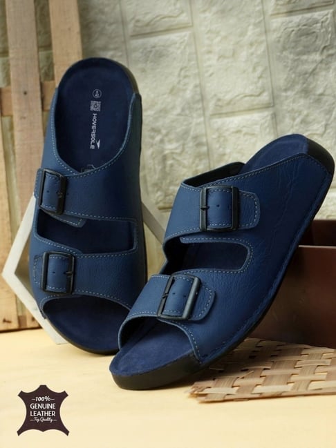 hoversoul Hoversole Men's True Blue Xanadu Leather Slide Sandals-picture-31