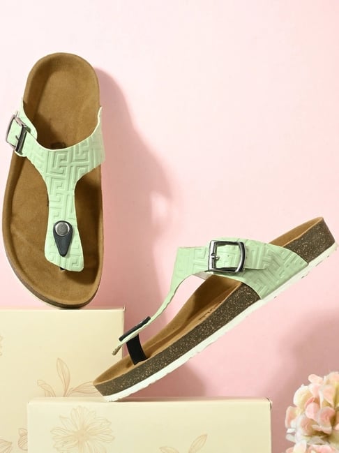 Hoversoul Women's Tampa Pistachio Cork T-Strap Sandals
