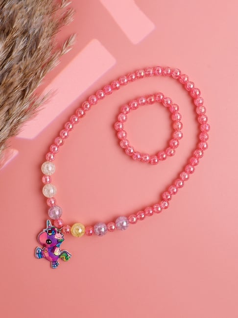 Jewelz Unicorn Pink Necklace & Bracelet Set
