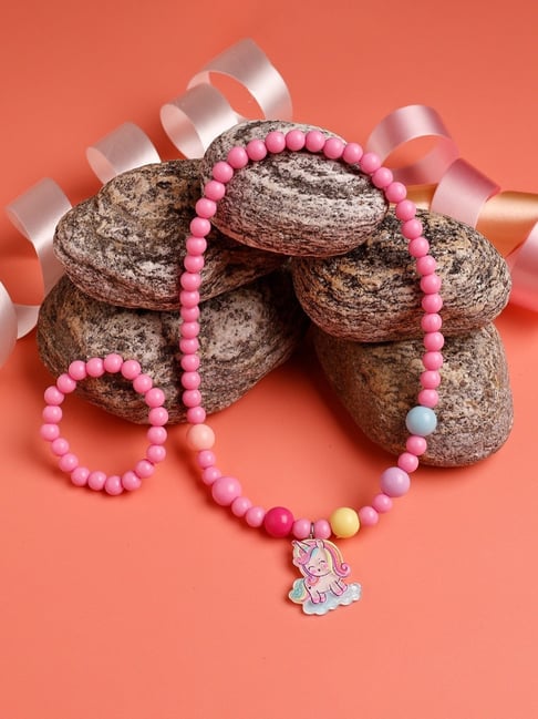 Jewelz Whimsical Unicorn Pink Necklace & Bracelet Set-picture-26
