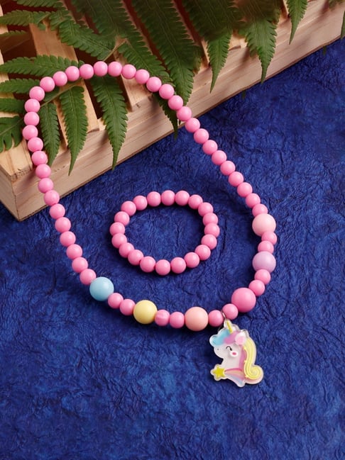 Jewelz Dreamy Unicorn Pink Necklace & Bracelet Set