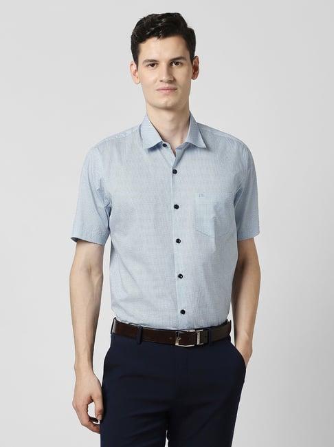 Buy Peter England Blue Regular Fit Polka Dot Formal Shirt (Work